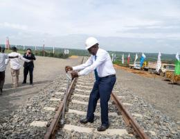 File image of President William Ruto breaking ground for the SGR extension from Naivasha to Malaba.